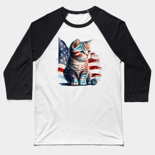 4th of July kitten Baseball T-Shirt